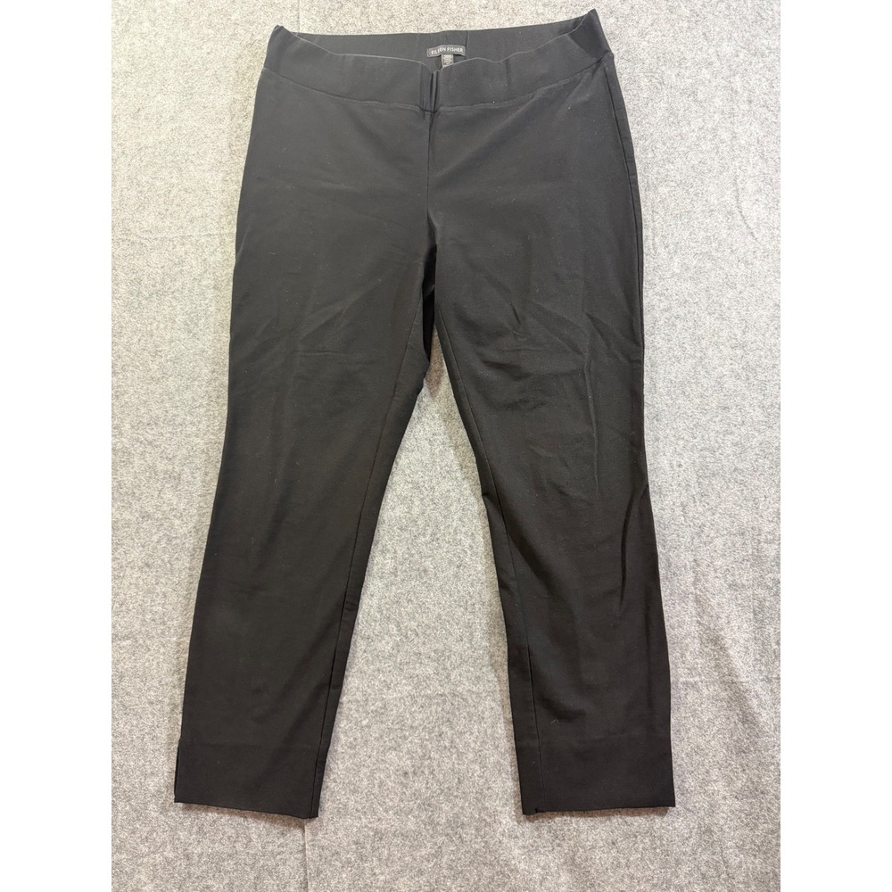 Eileen Fisher Womens Cropped Black Stretch Crepe Pull On Ankle Pants Sz S/P